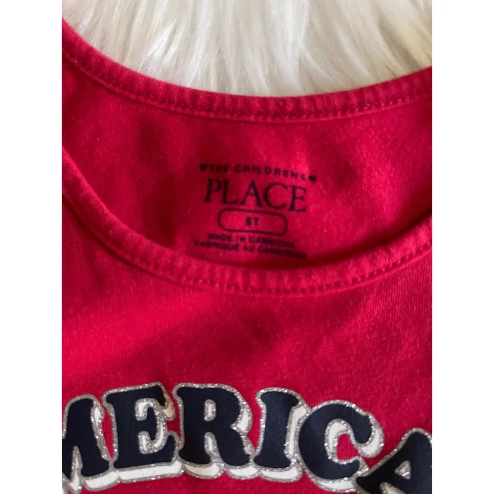 Childrens Place Girl's American Cutie 2-Piece Set -  Red Blue Size 5T Used